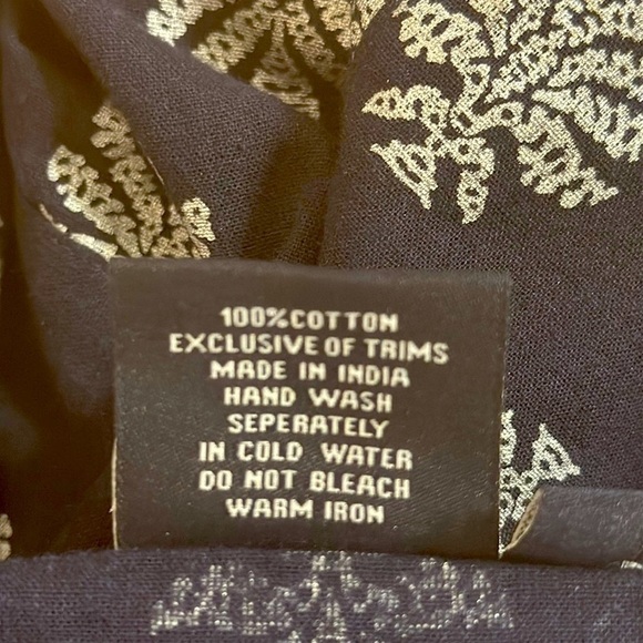 Madison Mathews Navy Printed Cotton Tunic Top Medium Preppy Coastal Resortwear - Picture 6 of 9